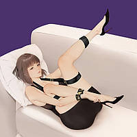 Бондаж із наручниками, поножами та манжетами на стегна UPKO Clack, чорний