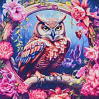 Алмазна мозаїка "Сова у квітах" 30*30см