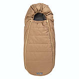 Дитячий зимовий конверт кокон на флісі з утеплювачем у візок коляску від 0 до 10 місяців Тренд Baby XS Бежевий з опушкою, фото 4