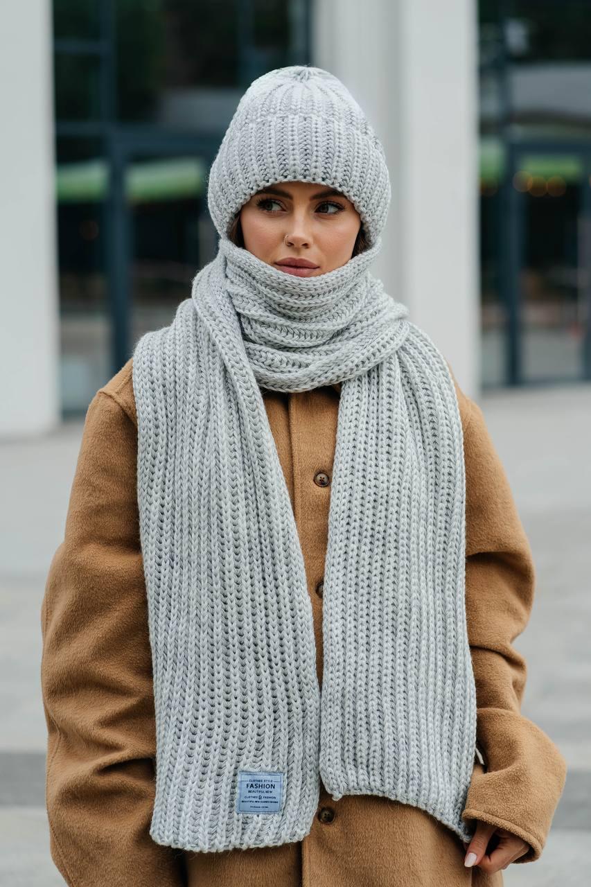В'язаний комплект "Ульяна", колір світло сірий