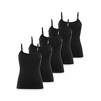 Женская майка черная на тонких бретелях (набор 5 шт) Esmara, размер L, XL