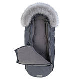 Дитячий зимовий конверт кокон на флісі з утеплювачем у візок коляску від 0 до 10 місяців Тренд Baby XS Графіт з опушкою, фото 2