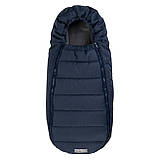 Дитячий зимовий конверт кокон на флісі з утеплювачем у візок коляску від 0 до 10 місяців Тренд Baby XS Синій з опушкою, фото 3