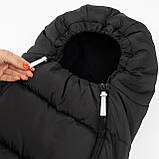 Дитячий зимовий конверт кокон на флісі з утеплювачем у візок коляску від 0 до 10 місяців Тренд Baby XS Чорний, фото 3