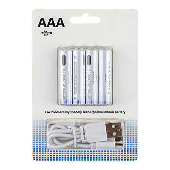 Акумуляторні батарейки Proove AAA 4 шт. 1000 мА·год із роз'ємом Type-C