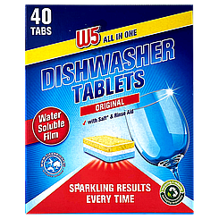 Таблетки для посудомийної машини В5 W5 dishwasher tablets all-in-1 40tbs 760g 5шт/ящ (Код: 00-00010936)