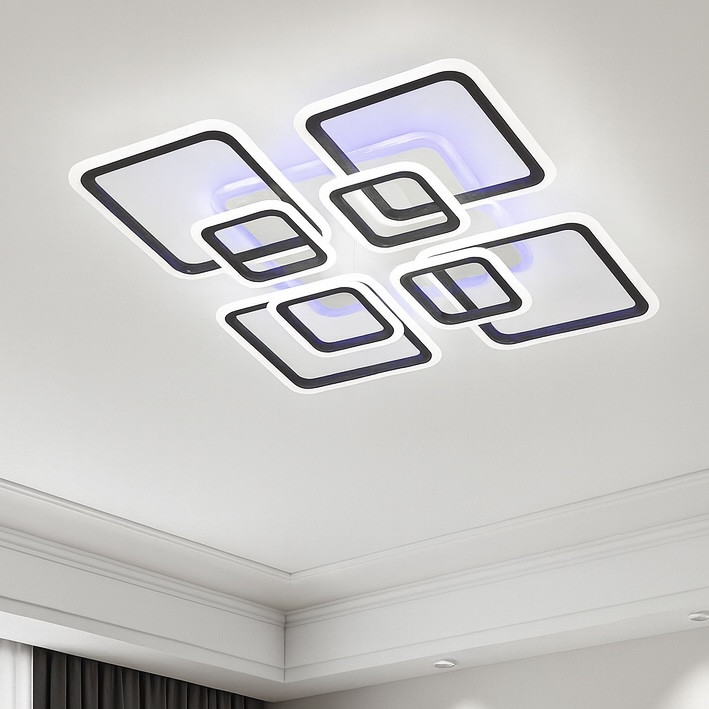 Led люстра квадратної форми до 25 м² з пультом керування 145 Вт, фото 1
