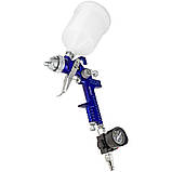 Набір пневматичних фарбувальних пістолетів (алюмінієвий корпус) HVLP (3 шт.) з редуктором 0,8 1,4 1,7 сопла Vorfal V01108, фото 2