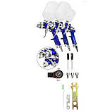 Набір пневматичних фарбувальних пістолетів (алюмінієвий корпус) HVLP (3 шт.) з редуктором 0,8 1,4 1,7 сопла Vorfal V01108, фото 3