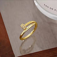 Золотиста каблучка “Golden Nail”, розмір регулюється