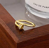 Золотиста  каблучка “Golden Nail”, розмір регулюється, фото 2