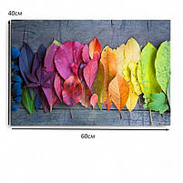 Картина на полотні «Кольорове листя – веселковий градієнт» 60х40 см Сучасний настінний декор для інтер’єру, фото 5