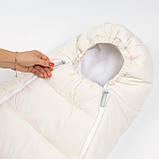 Дитячий зимовий конверт кокон на флісі з утеплювачем у візок коляску від 0 до 10 місяців Тренд Baby XS Молочний, фото 6