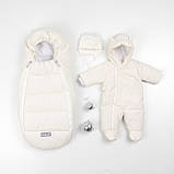 Дитячий зимовий конверт кокон на флісі з утеплювачем у візок коляску від 0 до 10 місяців Тренд Baby XS Молочний, фото 9