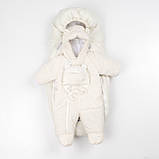 Дитячий зимовий конверт кокон на флісі з утеплювачем у візок коляску від 0 до 10 місяців Тренд Baby XS Молочний, фото 10