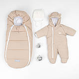 Дитячий зимовий конверт кокон на флісі з утеплювачем у візок коляску від 0 до 10 місяців Тренд Baby XS Лате Беж, фото 2
