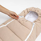 Дитячий зимовий конверт кокон на флісі з утеплювачем у візок коляску від 0 до 10 місяців Тренд Baby XS Лате Беж, фото 6