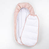 Дитячий зимовий конверт кокон на флісі з утеплювачем у візок коляску від 0 до 10 місяців Тренд Baby XS Рожевий, фото 3