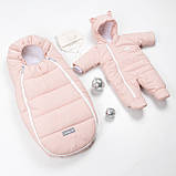 Дитячий зимовий конверт кокон на флісі з утеплювачем у візок коляску від 0 до 10 місяців Тренд Baby XS Рожевий, фото 7