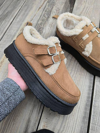 Уги короткі РУДІ CAMEL з ремінцями на високій підошві з утепленою устілкою жіночі, фото 1