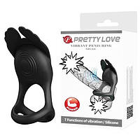Ерекційне кільце - Pretty Love Silas Vibrant Penis Ring Black