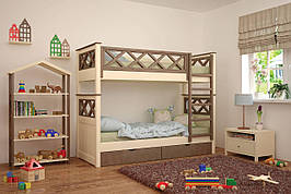 Двоярусне дитяче ліжко Mebigrand Мальта Айворі + Горіх лісовий 80х190 см з ящиками (DMBG-2305)
