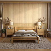 Односпальне дерев'яне ліжко Mebigrand Прем'єра Горіх світлий 90х200 см (MBG-2726)