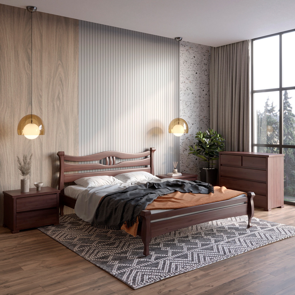 Односпальне дерев'яне ліжко Mebigrand Даллас Горіх темний 80х190 см (MBG-5976)