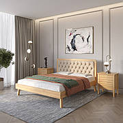 Полуторне дерев'яне ліжко Mebigrand Токіо Горіх світлий/Аляска 23 (Бежевий) 120х200 см (MBG-4840)