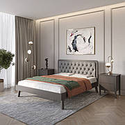 Полуторне дерев'яне ліжко Mebigrand Токіо Графітовий (RAL9011)/Аляска 93 (Сірий) 120х200 см (MBG-4904)