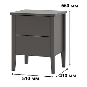 Тумба приліжкова з натурального дерева Mebigrand Балі 2 51х66х41 см Горіх темний (MBG-21421), фото 3