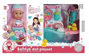 Пупс висота 30 см, гумова голова, п’є, ходить на горщик, світло, мелодія, ванна довжиною 40 см, помпова подача води, пляшечка