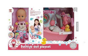 Пупс висота 30 см, гумова голова, п’є, ходить на горщик, світло, мелодія, ванна довжиною 40 см, помпова подача води, пляшечка