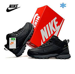 Чоловічі зимові кросівки Nike Rivah Fur Black Grey, черевики спортивні текстиль на хутрі. Чоловіче взуття