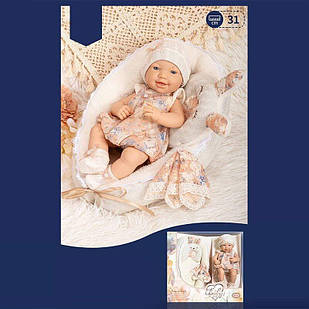Пупс для дітей висота 31 см, знімний одяг, матрацик з подушечкою, рушник