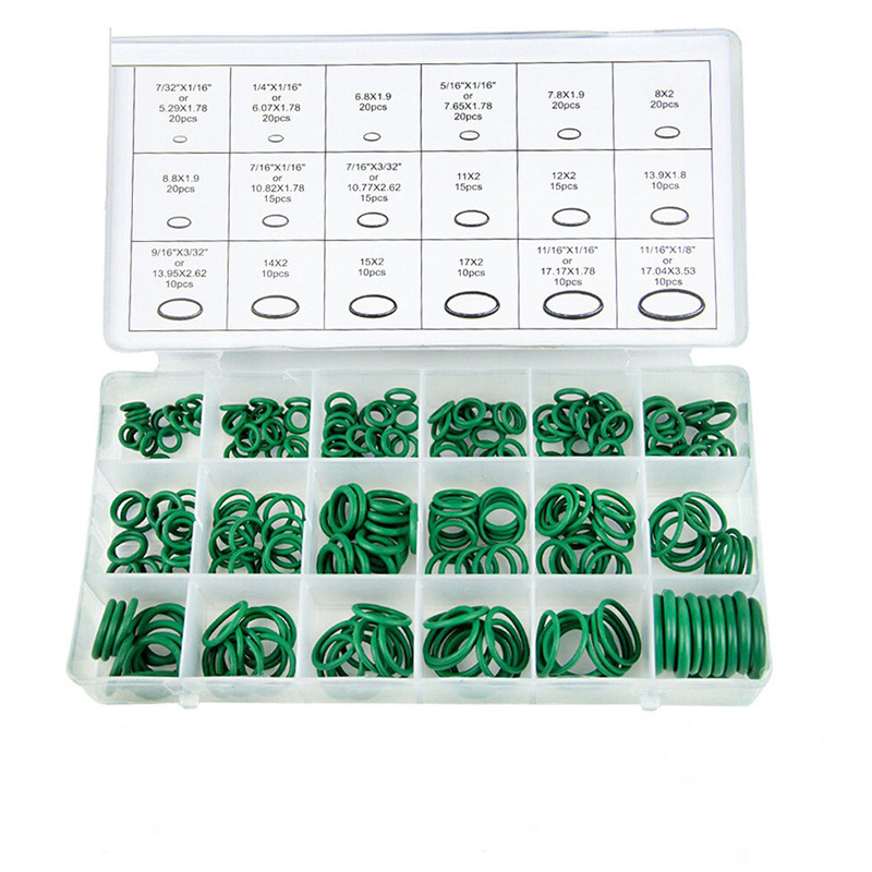 Набір ущільнювальних кілець O-Ring 270 шт. (зелений, NBR гума, від -45°C до +165°C)