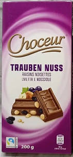 Шоколад Молочний Choceur Trauben Nuss з Фундуком та Ізюмом 200 г Німеччина