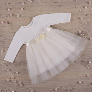 Молочне плаття для виписки немовля з фатиновою спідничкою святковий одяг для дівчинки 56 62 68 74 80 86 92 98