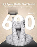 Пластик SUNLU HS PLA Marble Shadow Storm, Reusable Spool, 1.75мм, 1кг, 330м, 190-260°C, Мармур Тіньовий штормовий філамент, фото 3