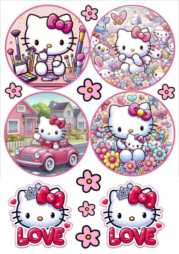 Вафельна картинка "Тортик для дівчинки" "Hello Kitty" /ВК-0084/ - А4, фото 1