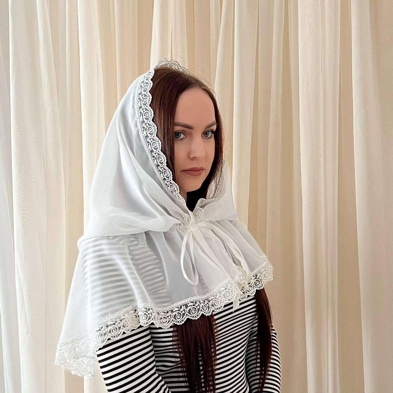 Палантин BetiS "Хрестильна скринька" для дорослих Молочний Шифон 27684026 80*120 см