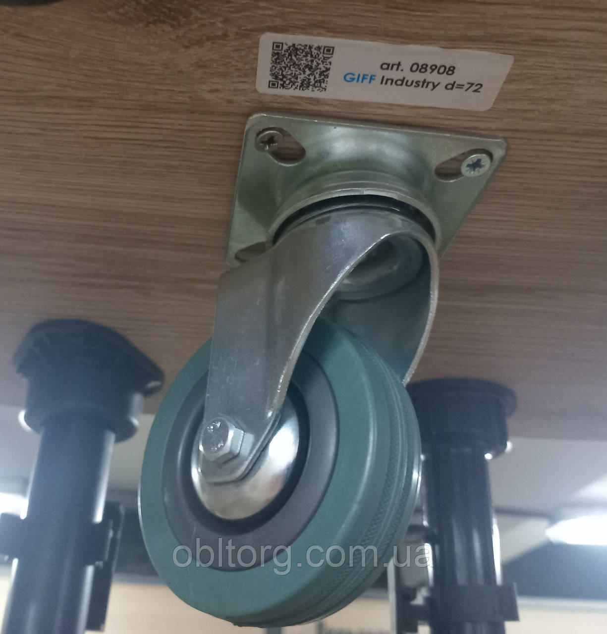 Меблевий ролик з площадкой гумовий GIFF INDUSTRY D = 72 сірий, фото 1