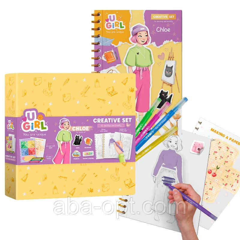 Гр Набір для творчості "Хлоя" 300953 (8) "DoDo", блокнот із завданнями, розмальовки, наліпки, 10 кольорових маркерів, в коробці, фото 1