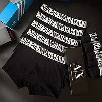 Труси брендові для чоловіка Emporio Armani комплект стильної нижньої білизни чорного кольору без візерунків і принтів