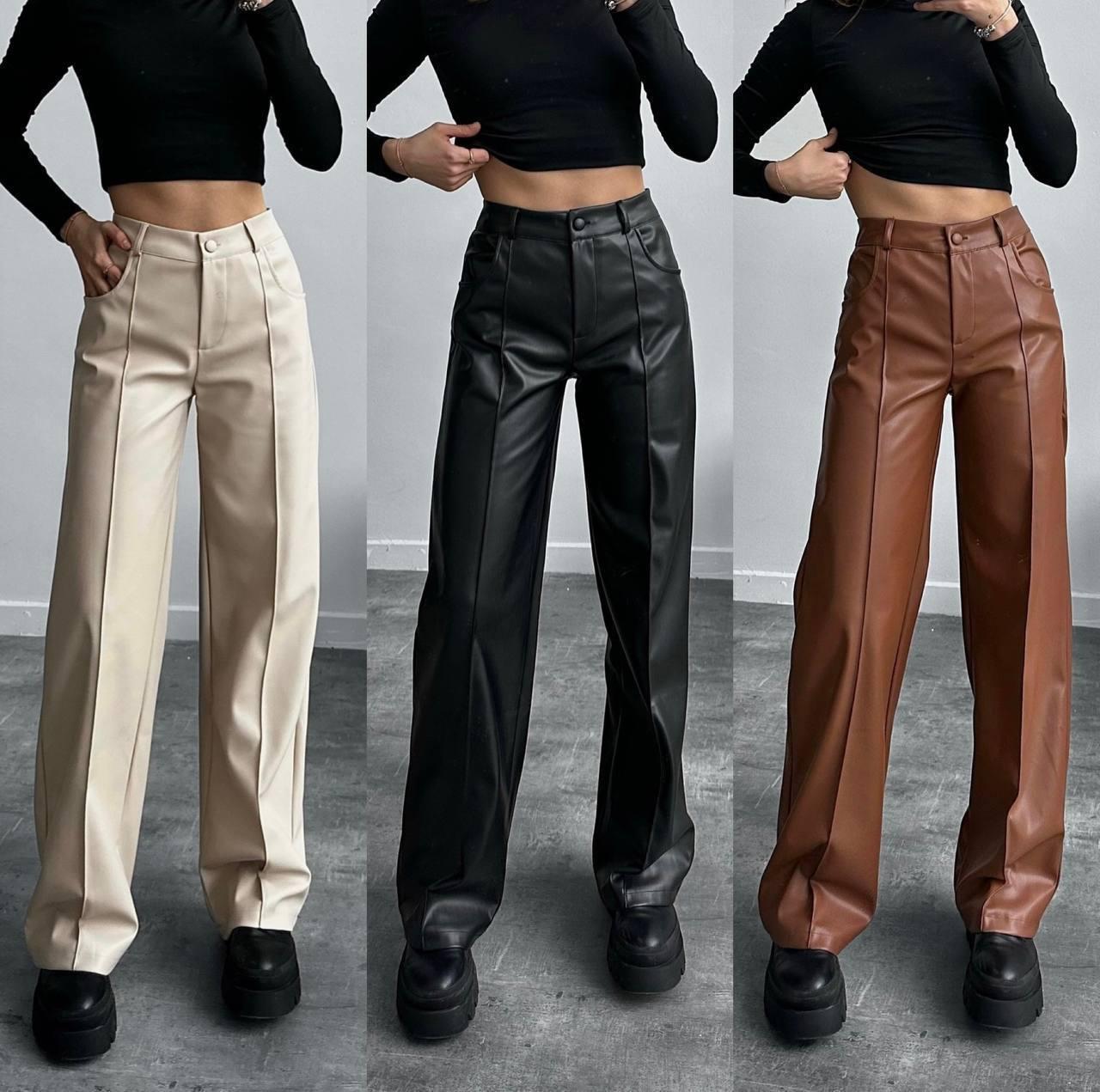 Штани на флісі для пишних дам "Екошкіра", фото 1