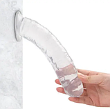 Прозорий фалоімітатор 20 см, Реалістичний штучний член на присосці, Вагінальний стимулятор, Інтимні іграшки, фото 5