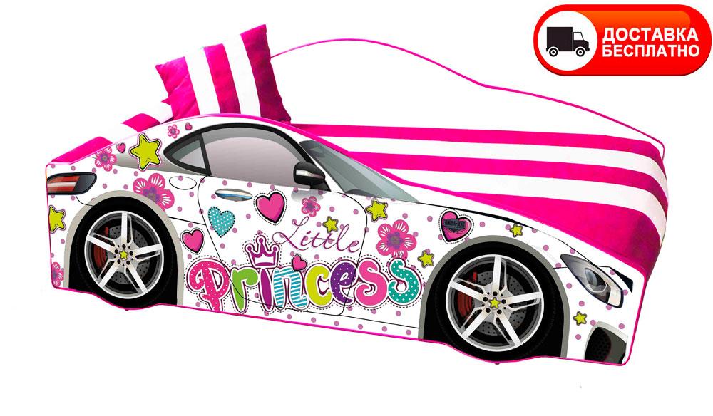 Ліжко машинка серія Еліт модель Princess Е-7 рожеве зі спортивним матрацом, фото 1