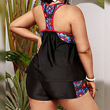 Роздільний купальник-танкіні з шортами. Чорний із червоним. Большые размеры., фото 2