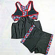 Роздільний купальник-танкіні з шортами. Чорний із червоним. Большые размеры., фото 6