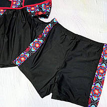 Роздільний купальник-танкіні з шортами. Чорний із червоним. Большые размеры., фото 5